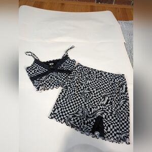 Checkered Cropped Cami & Skirt Set